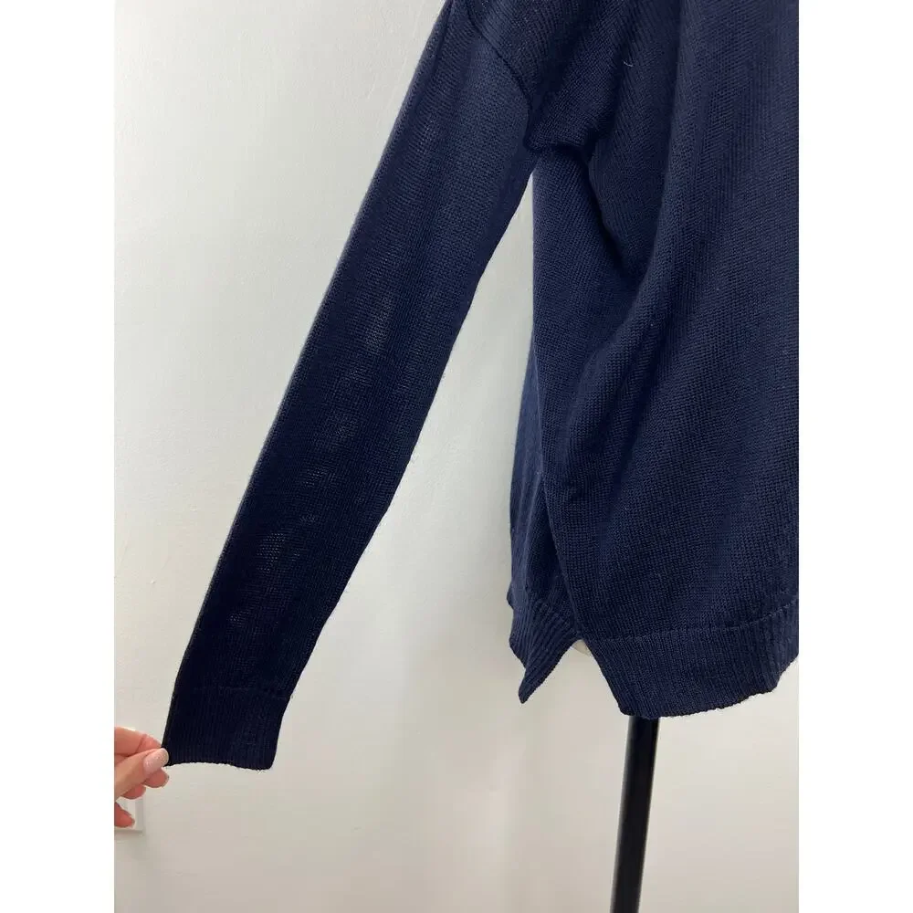 Icebreaker NOVA Navy Blue Drawstring Cowl Neck Merino Wool Sweat Sweater S Small